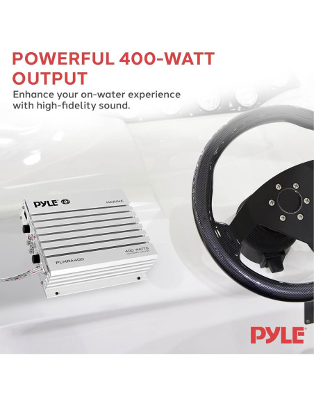 Amplificador Marino Pyle PLMRA400 4 Canales 400W Impermeable