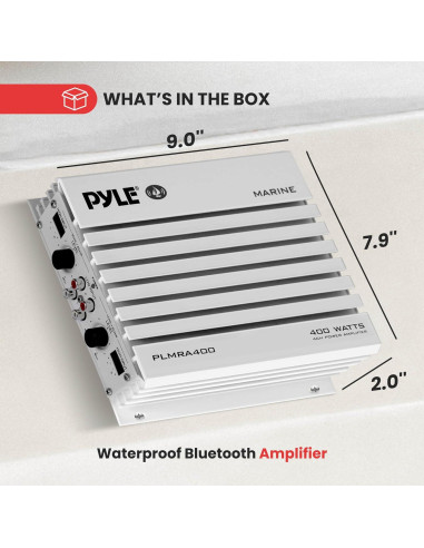 Amplificador Marino Pyle PLMRA400 4 Canales 400W Impermeable