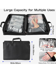 Bolsa de Zapatos de Viaje Hopack Negra Impermeable 50x30x15 cm 2