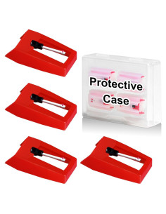 4 Agujas de Reemplazo JUKFITA para Tocadiscos Rojo