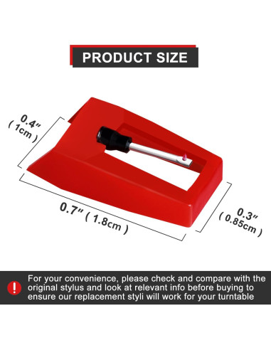 4 Agujas de Reemplazo JUKFITA para Tocadiscos Rojo