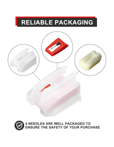 4 Agujas de Reemplazo JUKFITA para Tocadiscos Rojo