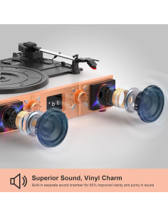 Reproductor de Vinilo Bluetooth VICTRESS TE-2032WH 3 Velocidades 2