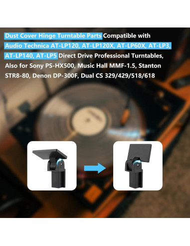 Bisagra de Cubierta de Polvo Sxkxm para Tocadiscos Audio Technica y Sony