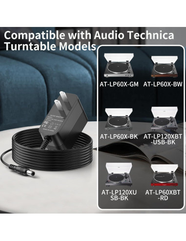 Cargador 12V Audio Technica AT-LP60X AT-LP120XUSB - 1.8m