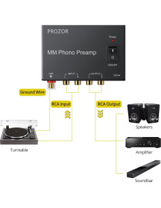 Amplificador de Audio Estéreo PROZOR MM Phono RCA Bajo Ruido 2