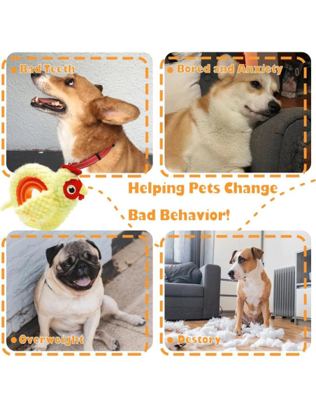 Juguete de Peluche Squeaky HUGEME para Perros Amarillo 15x20cm