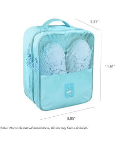 Bolsa de Zapatos de Viaje Ebbniur Impermeable 3 Pares Azul 2