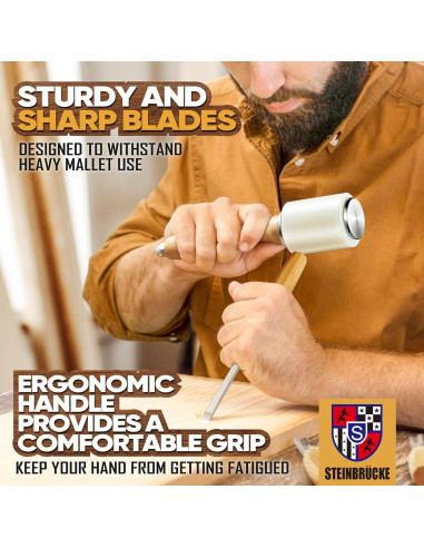 Kit de Tallado en Madera Motovecor 12 Cinceles y Mazo