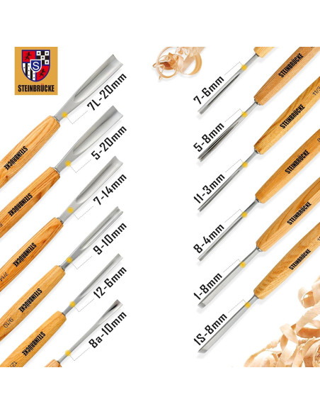 Kit de Tallado en Madera Motovecor 12 Cinceles y Mazo