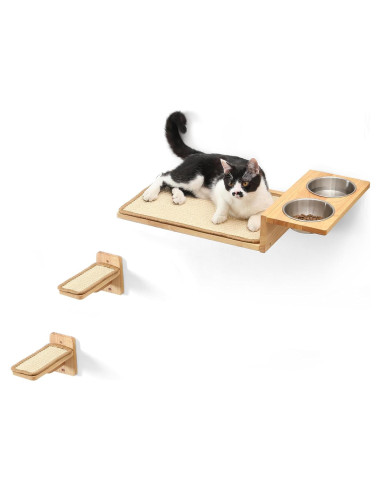 Estantes de Pared para Gatos FUKUMARU 3 en 1 con Comedero