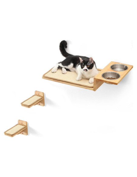 Estantes de Pared para Gatos FUKUMARU 3 en 1 con Comedero