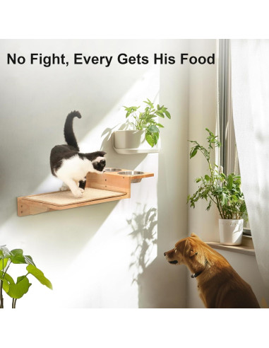 Estantes de Pared para Gatos FUKUMARU 3 en 1 con Comedero