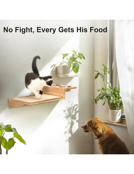 Estantes de Pared para Gatos FUKUMARU 3 en 1 con Comedero