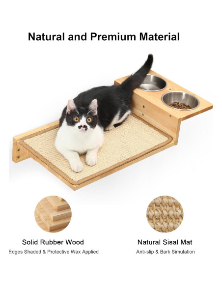 Estantes de Pared para Gatos FUKUMARU 3 en 1 con Comedero