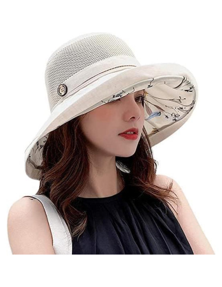 Sombrero de Playa Plegable UV UPF50+ para Mujeres - Beige