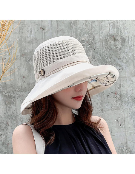 Sombrero de Playa Plegable UV UPF50+ para Mujeres - Beige
