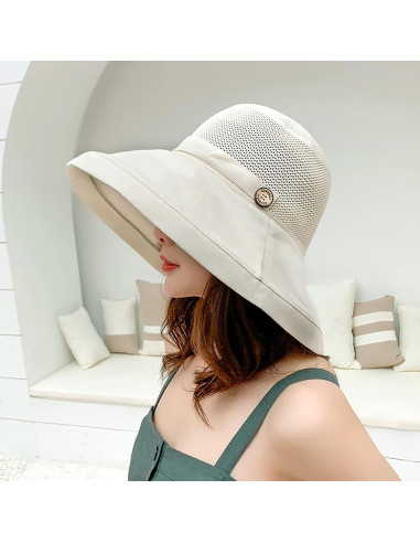 Sombrero de Playa Plegable UV UPF50+ para Mujeres - Beige