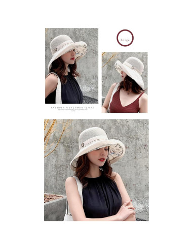 Sombrero de Playa Plegable UV UPF50+ para Mujeres - Beige