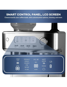 Máquina de Espresso GarveeHome con Molinillo y Espumador 2.3L 2