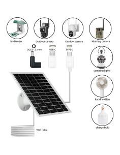 Panel Solar NEWCONNY 6W 5V Portátil USB-C Micro USB Blanco 2