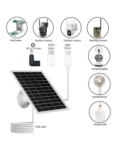 Panel Solar NEWCONNY 6W 5V Portátil USB-C Micro USB Blanco