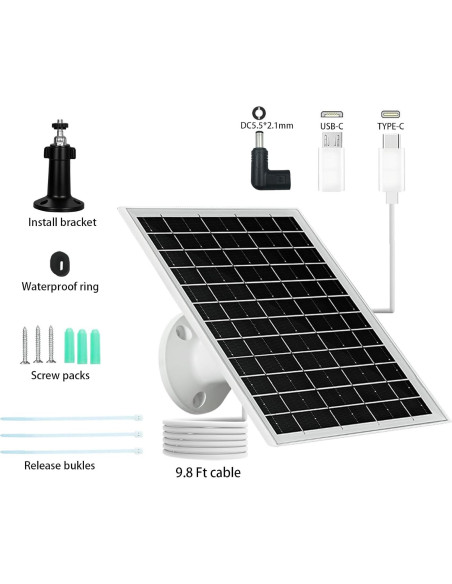 Panel Solar NEWCONNY 6W 5V Portátil USB-C Micro USB Blanco