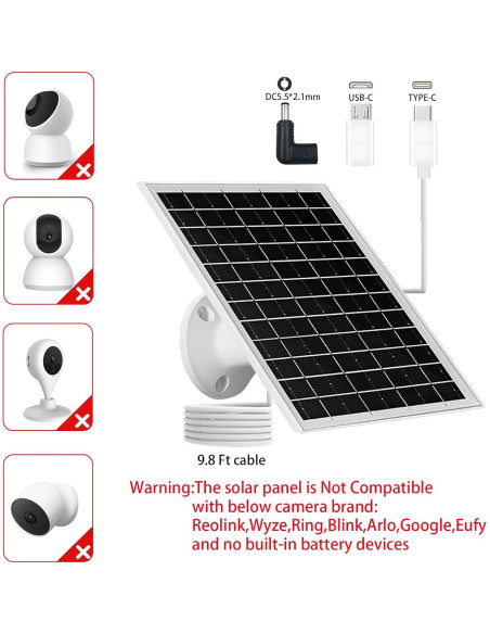 Panel Solar NEWCONNY 6W 5V Portátil USB-C Micro USB Blanco