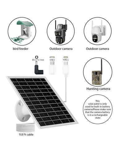 Panel Solar NEWCONNY 6W 5V Portátil USB-C Micro USB Blanco