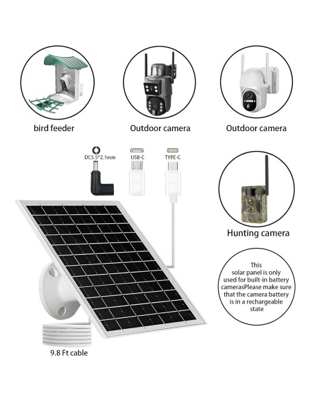 Panel Solar NEWCONNY 6W 5V Portátil USB-C Micro USB Blanco