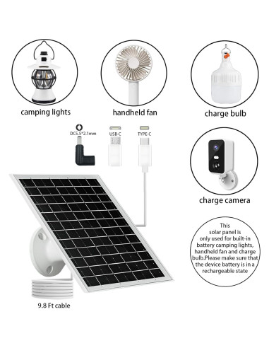Panel Solar NEWCONNY 6W 5V Portátil USB-C Micro USB Blanco