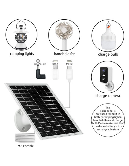 Panel Solar NEWCONNY 6W 5V Portátil USB-C Micro USB Blanco