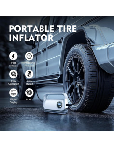 Compresor de Aire Portátil YIJU 12V con Manómetro Digital 2