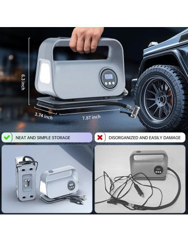 Compresor de Aire Portátil YIJU 12V con Manómetro Digital