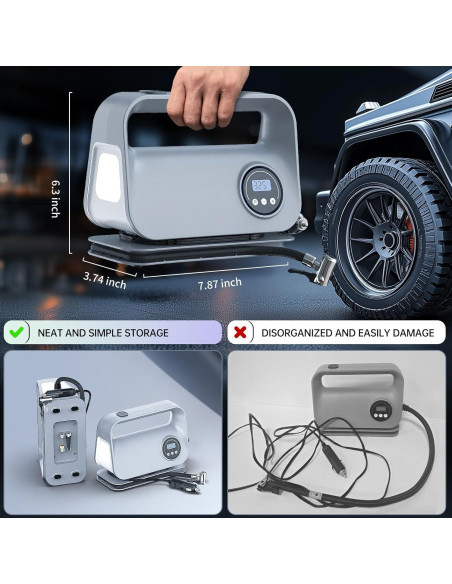 Compresor de Aire Portátil YIJU 12V con Manómetro Digital