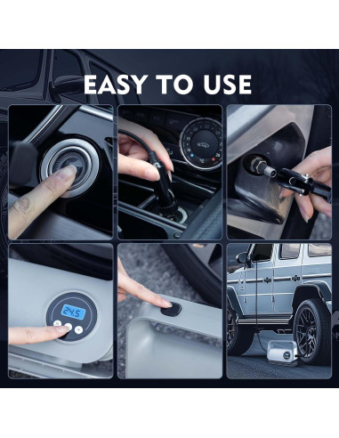 Compresor de Aire Portátil YIJU 12V con Manómetro Digital