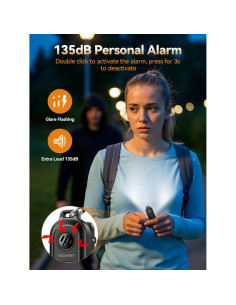 Alarma Personal TECKNET 135dB con Luz Estroboscópica IPX4 2