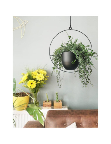 Maceta Colgante Abetree Negra 14cm para Plantas Interior/Exterior
