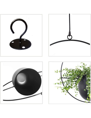 Maceta Colgante Abetree Negra 14cm para Plantas Interior/Exterior