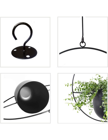 Maceta Colgante Abetree Negra 14cm para Plantas Interior/Exterior