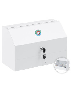 Caja de Medicamentos con Cerradura KYODOLED, Acero Blanco 31x15x20cm