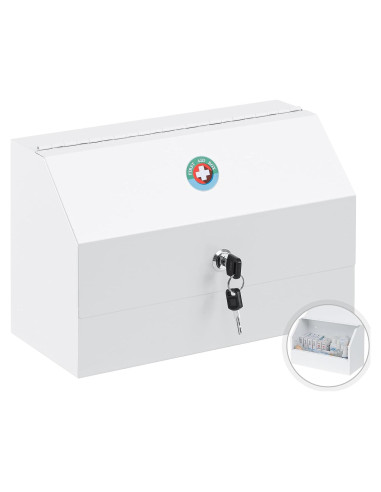 Caja de Medicamentos con Cerradura KYODOLED, Acero Blanco 31x15x20cm