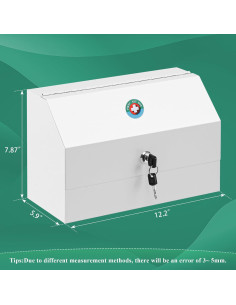 Caja de Medicamentos con Cerradura KYODOLED, Acero Blanco 31x15x20cm 2