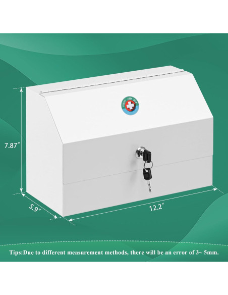 Caja de Medicamentos con Cerradura KYODOLED, Acero Blanco 31x15x20cm