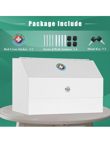 Caja de Medicamentos con Cerradura KYODOLED, Acero Blanco 31x15x20cm