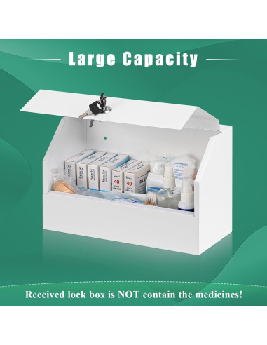 Caja de Medicamentos con Cerradura KYODOLED, Acero Blanco 31x15x20cm