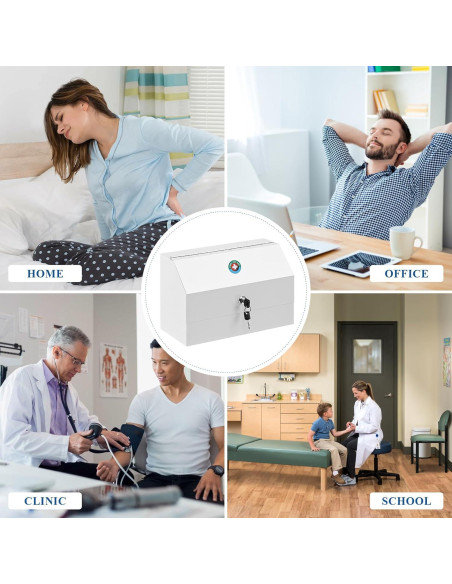 Caja de Medicamentos con Cerradura KYODOLED, Acero Blanco 31x15x20cm