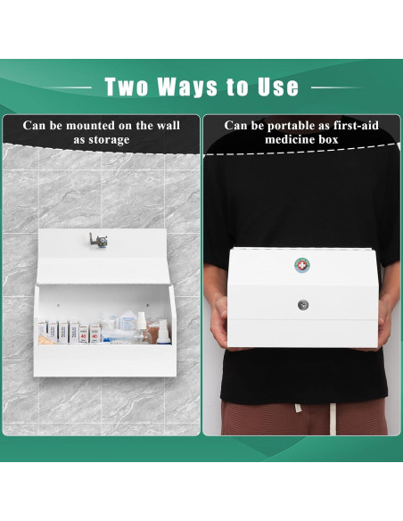 Caja de Medicamentos con Cerradura KYODOLED, Acero Blanco 31x15x20cm