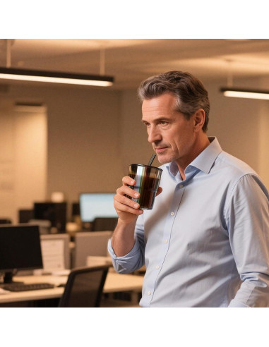 Taza de vidrio 13 oz Cafezi con popote y tapa a prueba de fugas