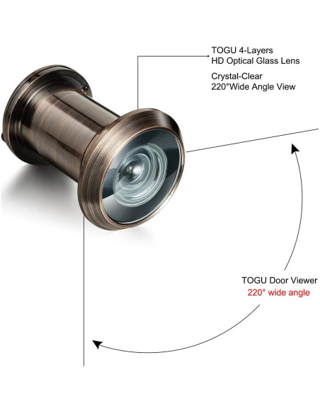 Mirador de Puerta TOGU TG3522YG Cobre Antiguo 220 Grados